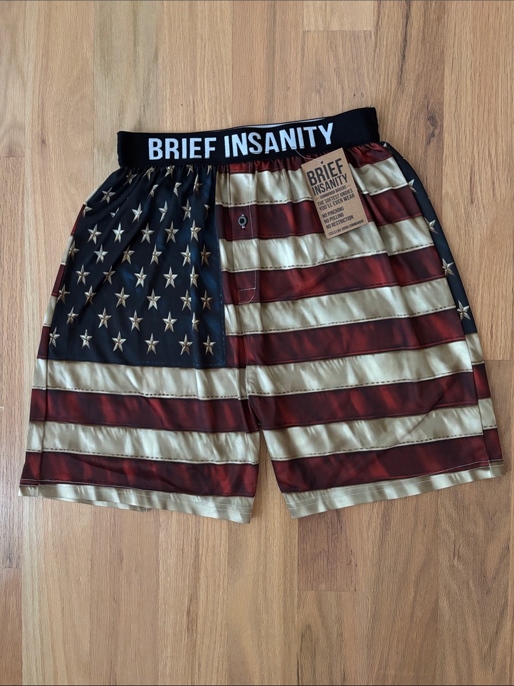 Brief Insanity Men's American Flag Boxer Shorts - Red & Cream